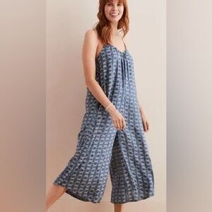 Aerie Jumpsuit Blue butterfly Sleeveless Casual Wide Leg Cropped Size XS